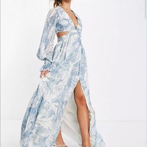 ASOS DESIGN Tall plunge maxi dress with cut out detail in floral print